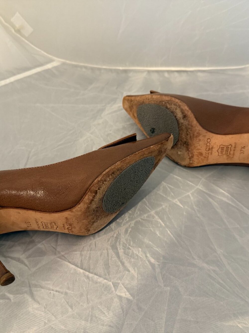 Vintage Jimmy Choo Brown Leather Pumps Heels with Horn Detail – Women's Size 7 - Picture 7 of 8